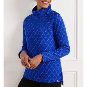 NWT T by TALBOTS Womens SZ Medium Blue Quilted Shimmer Pullover Side Zip Sweater